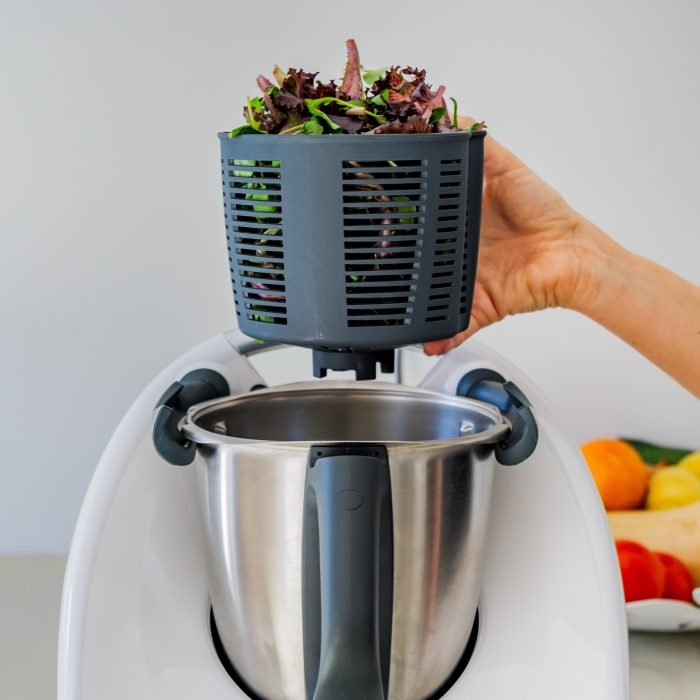 For Thermomix TM5 TM6 Salad Spinner And Storage Basket Rotating Vegetable Dryer Deep Gray Kitchen Accessory