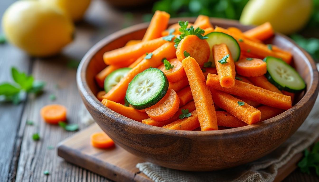 découvrez comment préparer des frites de légumes parfaitement coupées et croustillantes avec votre thermomix grâce à notre guide facile et rapide.