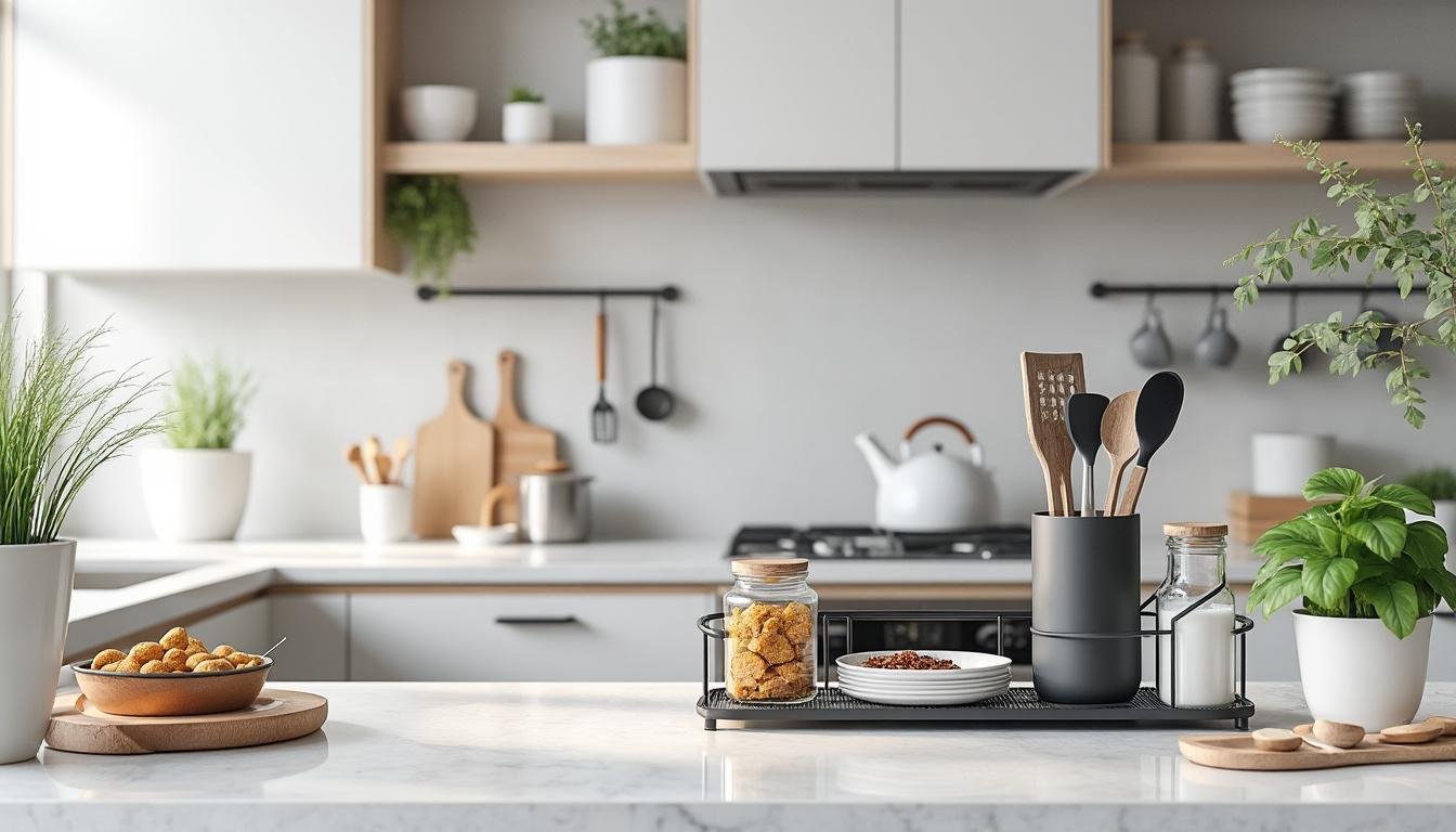 découvrez comment optimiser l'espace sur votre plan de travail grâce à un support d'accessoires pratique et astucieux, pour une cuisine organisée et fonctionnelle.