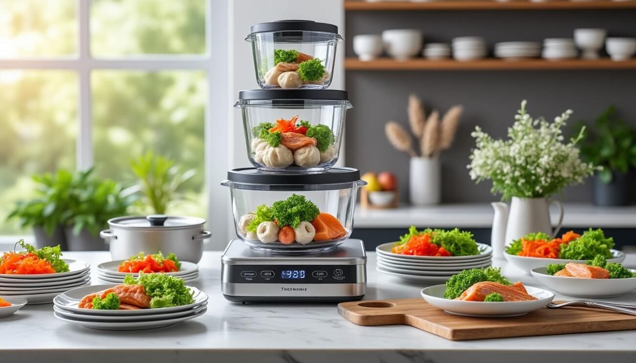 découvrez comment utiliser l'agrandisseur de varoma pour préparer facilement un repas savoureux pour 8 personnes avec votre thermomix.