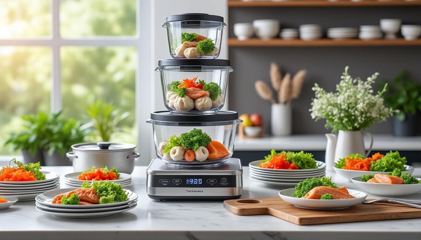 découvrez comment utiliser l'agrandisseur de varoma pour préparer facilement un repas savoureux pour 8 personnes avec votre thermomix.